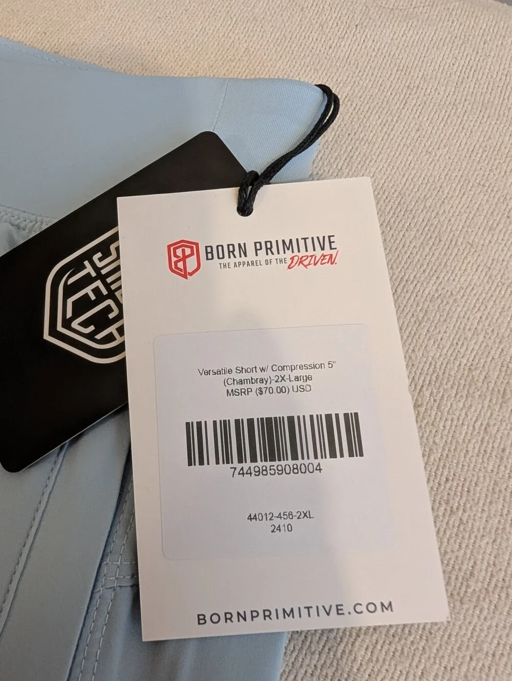 NWT Born Primitive light blue shorts, 2XL